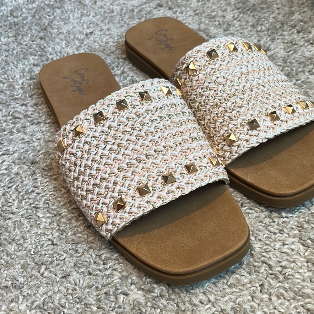 Studded / embellished slip on sandals